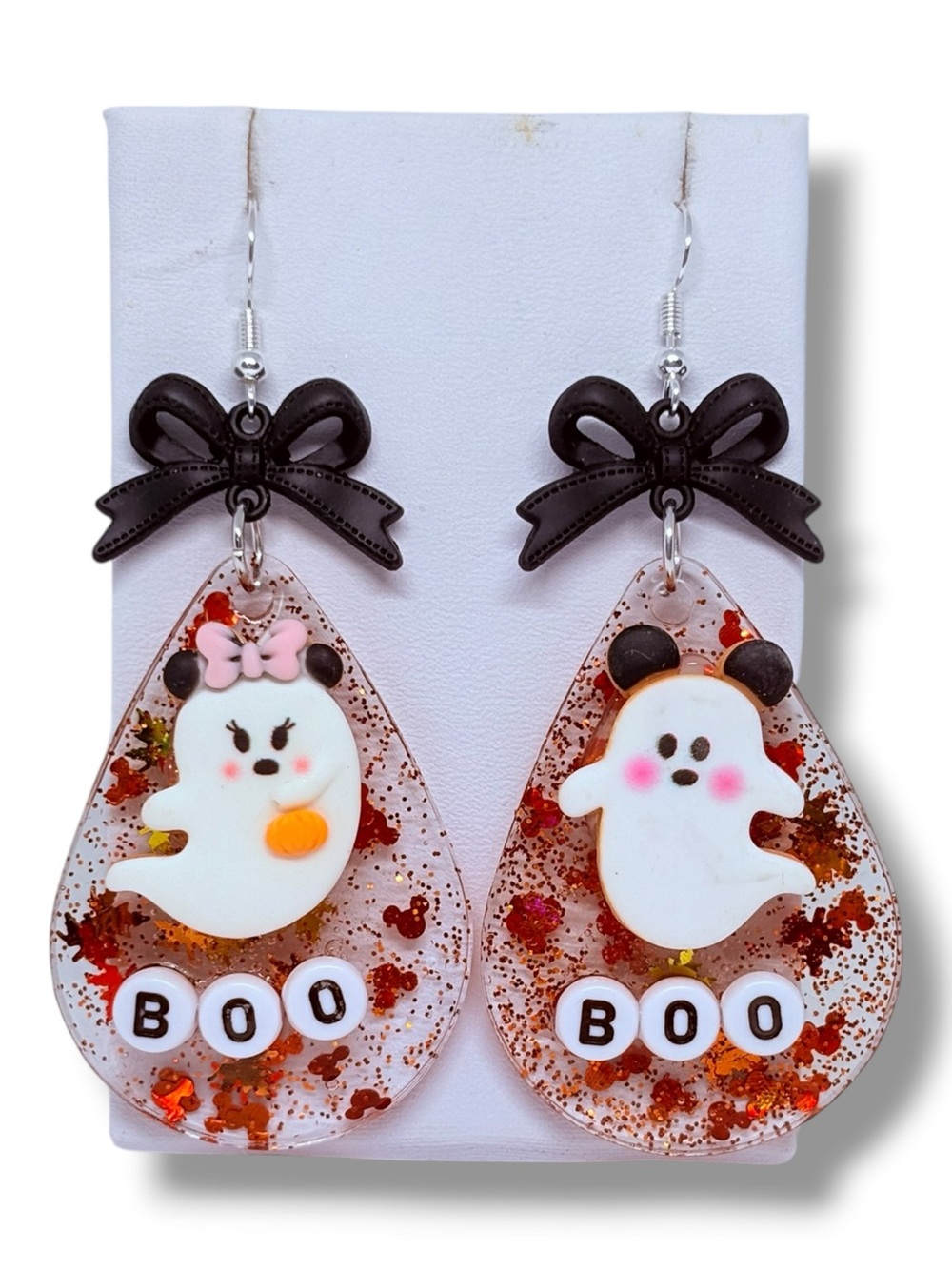 Mickey Inspired Ghost Teardrop Resin Earrings